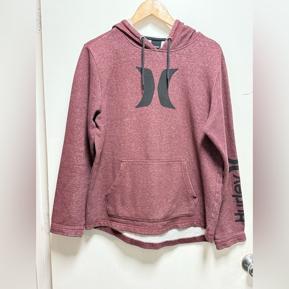 Hurley Men's Burgundy Hoodie with Black Logo